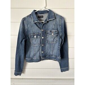 Black Orchid Cropped Denim Jacket Sz Medium Thunder Struck Blue Distressed